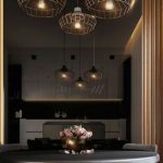 Home Decor - Gray Dining Table Under Pendant Lamps