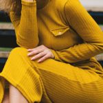 Fashion - Women's Yellow Long-sleeved Dress