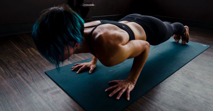 Home Fitness - Woman Doing Push-Ups